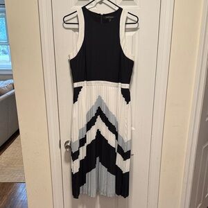 Elegant Black and White Chevron Dress